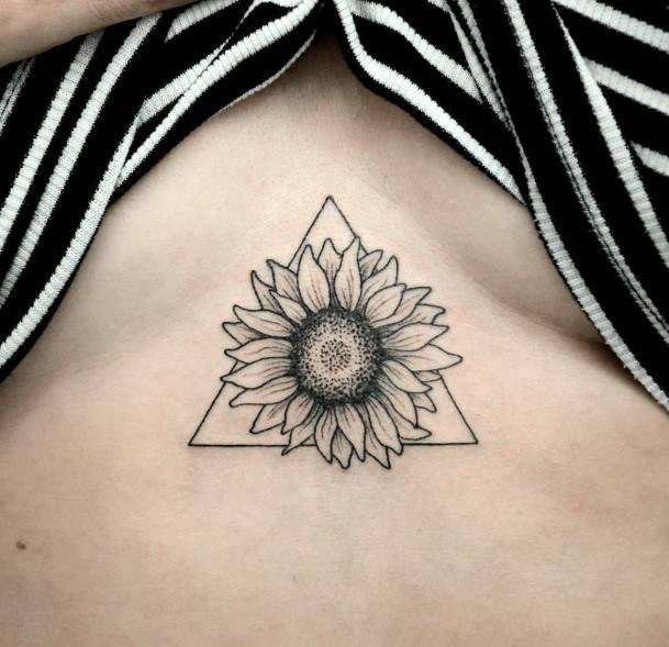 Womens Torso Sunflower Tattoo