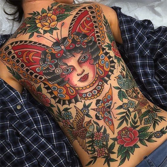 Womens Torso Traditional Distinctive Tattoo