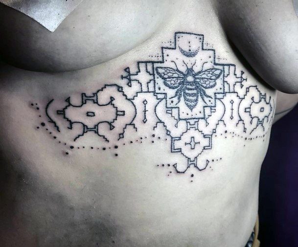 Womens Torso Unique Bee Art Tattoo