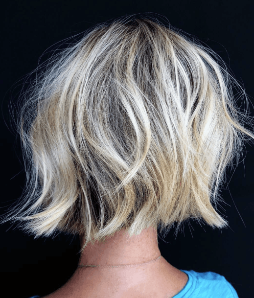 Womens Tousled Silvery Blonde Chin Length Current Hairstyles