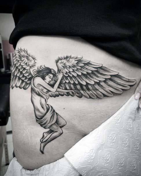 Womens Traditional Angel Tattoo