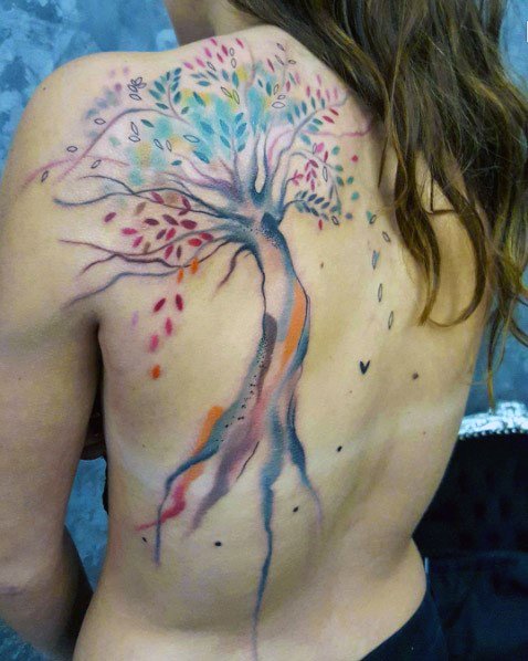 Womens Tree Tattoo Colored