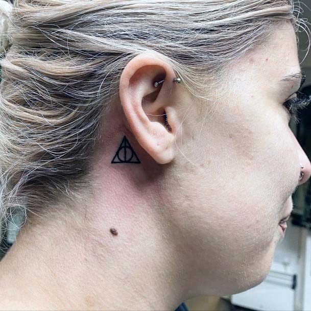 Womens Triangle Tattoo Behind The Ear