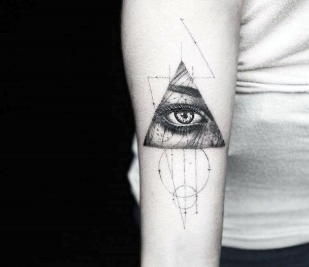 Womens Trianglur Eye Tattoo On Hands