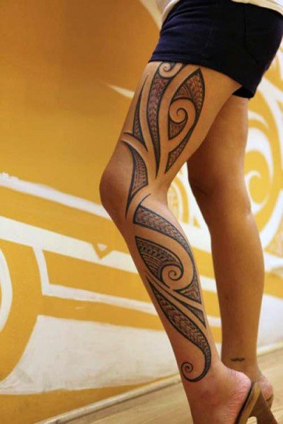 Womens Tribal Tattoo On Legs