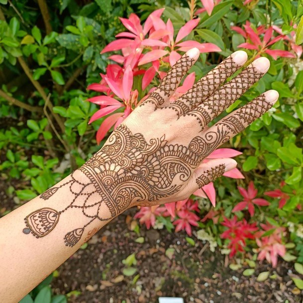 Womens Tropical Henna Tattoo Hands