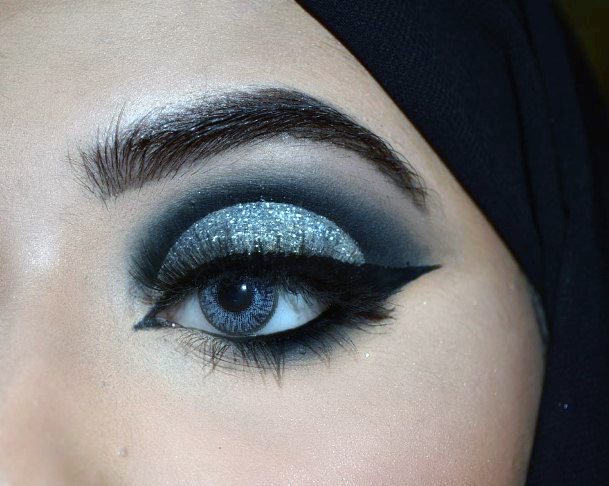 Womens Turquoise Grey Eyeshadow