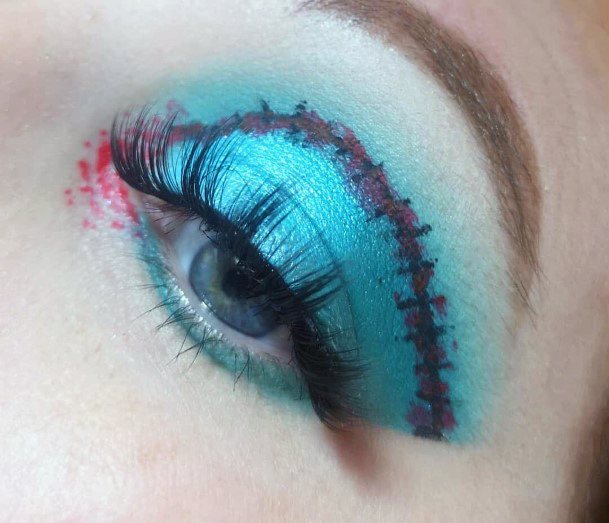 Womens Turquoise Halloween Eyeshadow Art