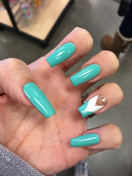 Womens Turquoise Ombre Girly Nail Designs