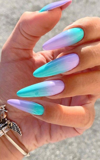 Womens Turquoise Ombre Nail Ideas