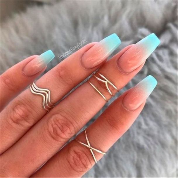 Womens Turquoise Ombre Nails