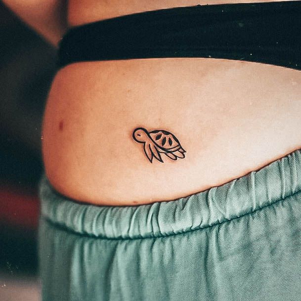 Womens Turtle Tattoo Design Ideas Small Black Ink Outl;ine