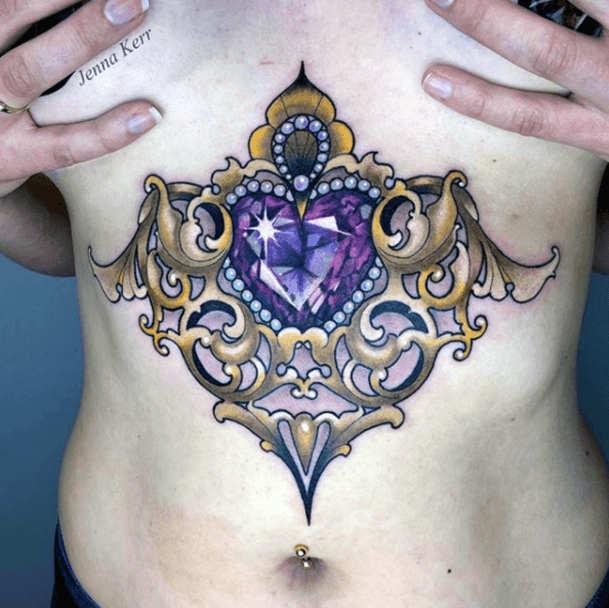 Womens Underboob Bejewelled Tattoo