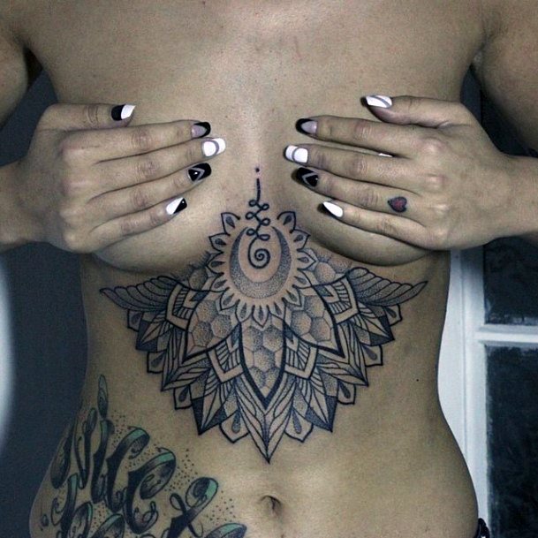 Womens Underboob Black Design Tattoo