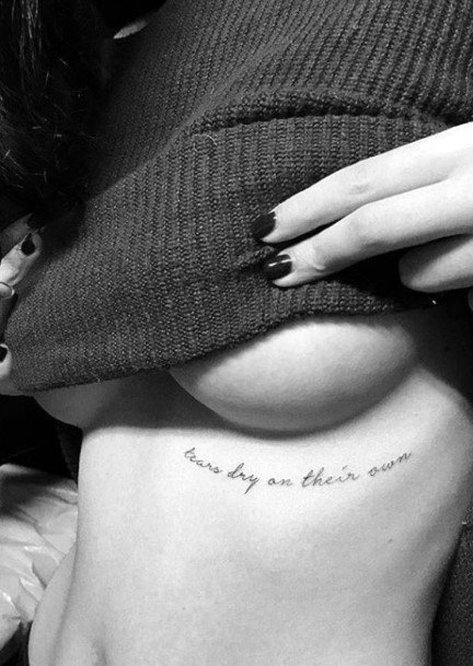 Womens Underboob Quote Tattoo