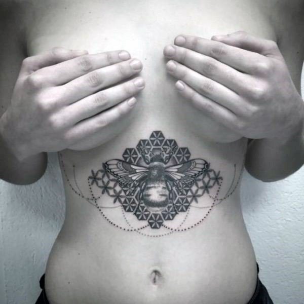 Womens Underboob Yellow Jewel Tattoo