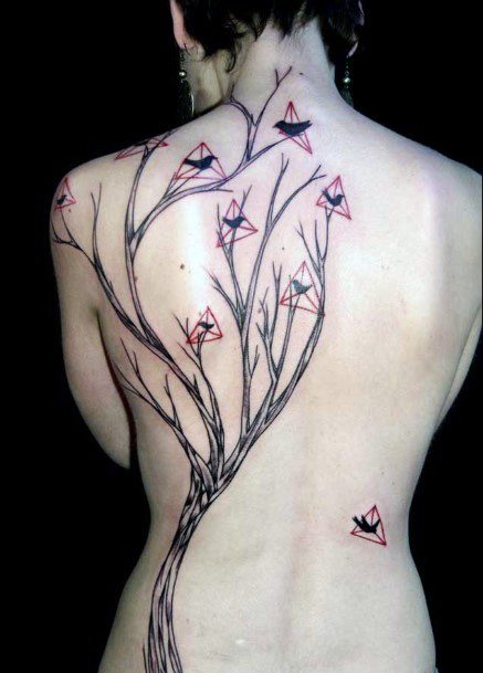 Womens Unique Tree Tattoo Womens Back