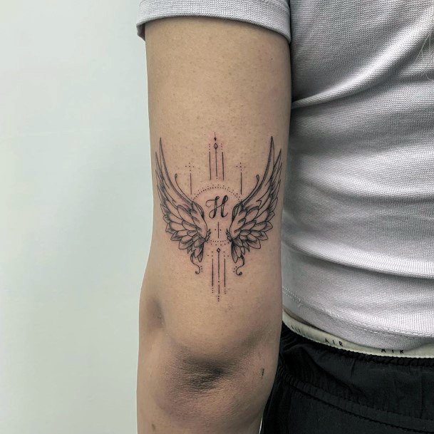 Womens Upper Arm Tattoo Angel Wings