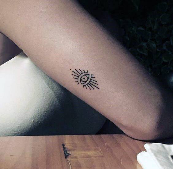 Womens Upper Arm Tiny Eye Tattoo