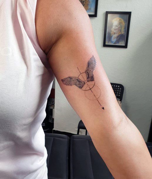 Womens Upper Arms Angel Wings Tattoo