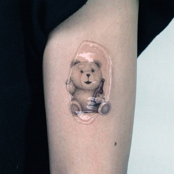 Womens Upper Arms Cute Bear Tattoo