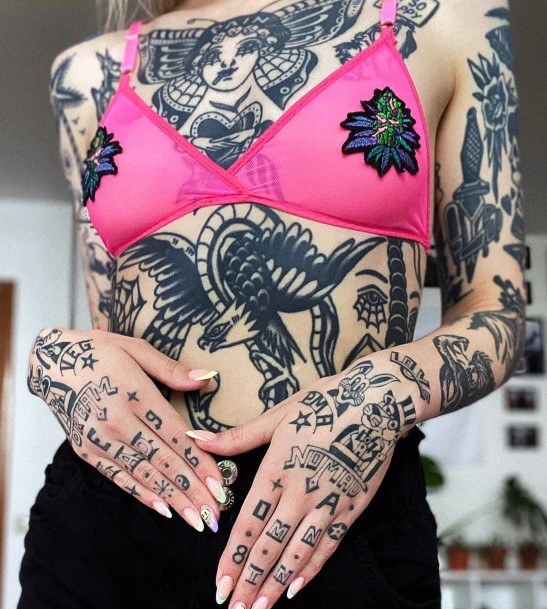 Womens Upper Body Traditional Tattoo