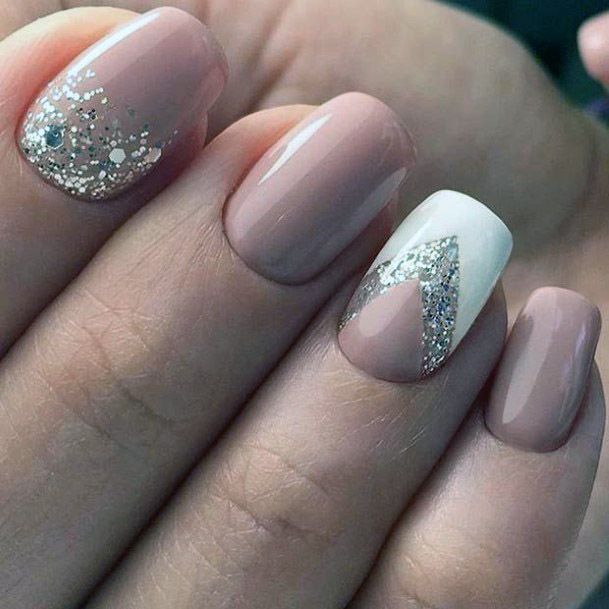 Womens V Shaped Nude Nail Design