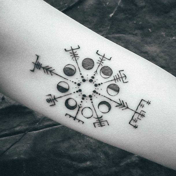 Womens Viking Girly Tattoo Designs Moon Phase
