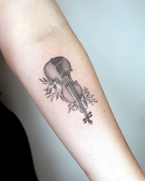 Womens Violin Girly Tattoo Designs