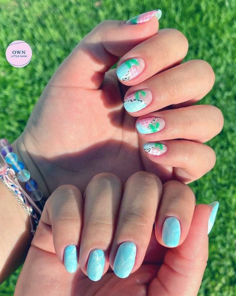 Womens Vivid Blue Water Nails