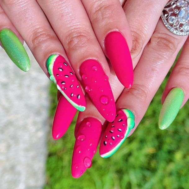 Womens Watermelon Nail Design Ideas