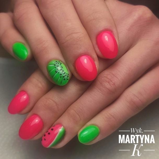 Womens Watermelon Nails