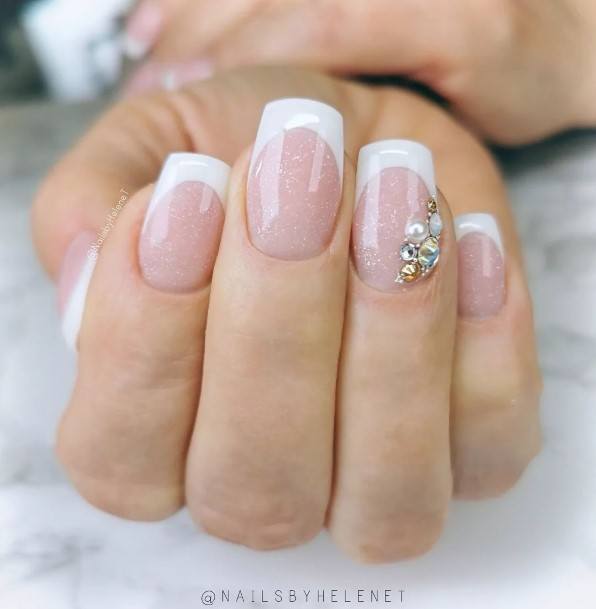 Womens White French Good Looking Nails