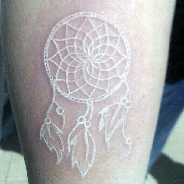 Womens White Ink Dream Catcher Tattoo