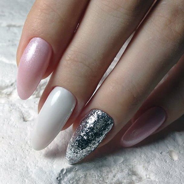 Womens White Prom Nail Design Ideas