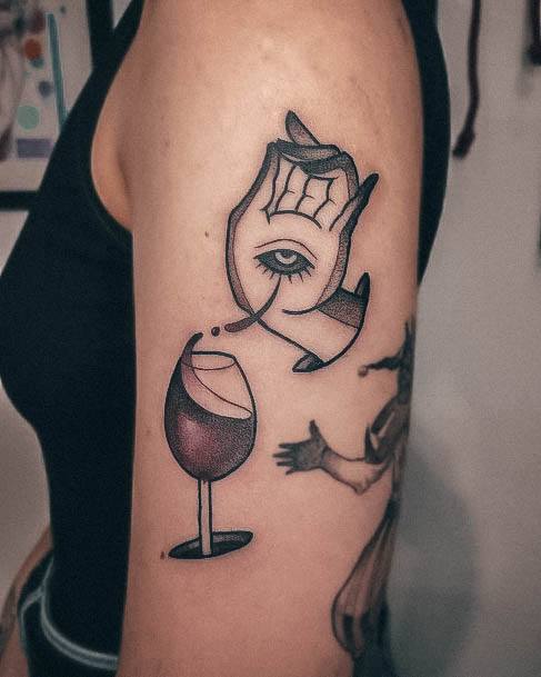 Womens Wine Glass Super Tattoo Designs