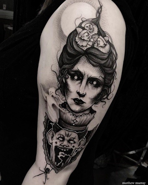 Womens Witch Girly Tattoo Designs