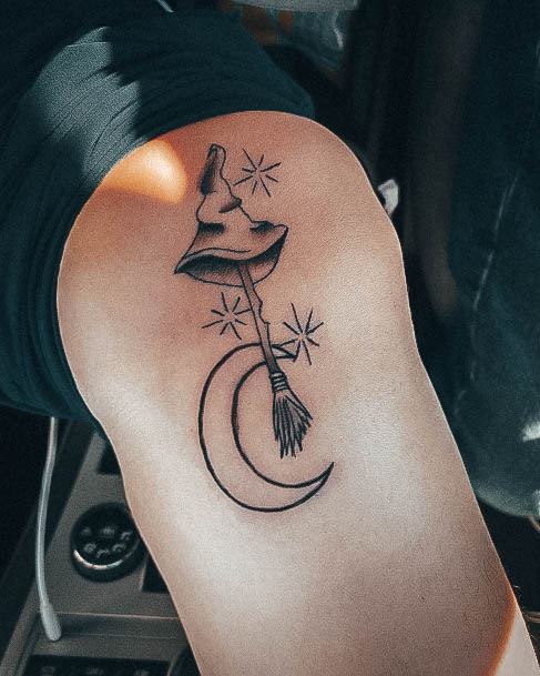 Womens Witch Hat Tattoo Design Ideas