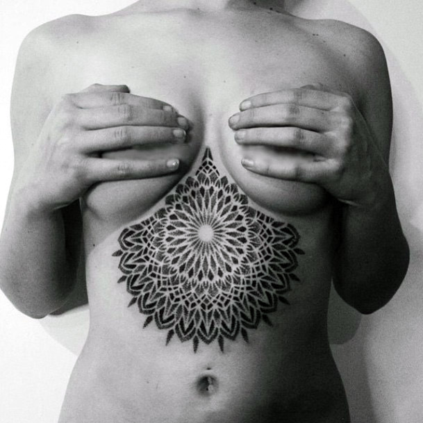 Womens Wonderful Round Underboob Tattoo