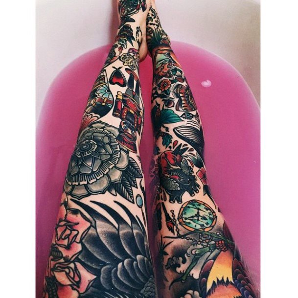 Womens Wonderful Tattoo Leg