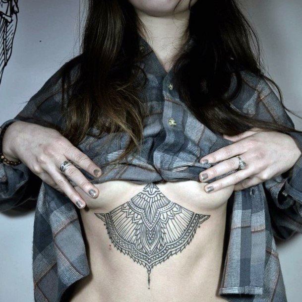 Womens Wonderful Underboob Tattoo