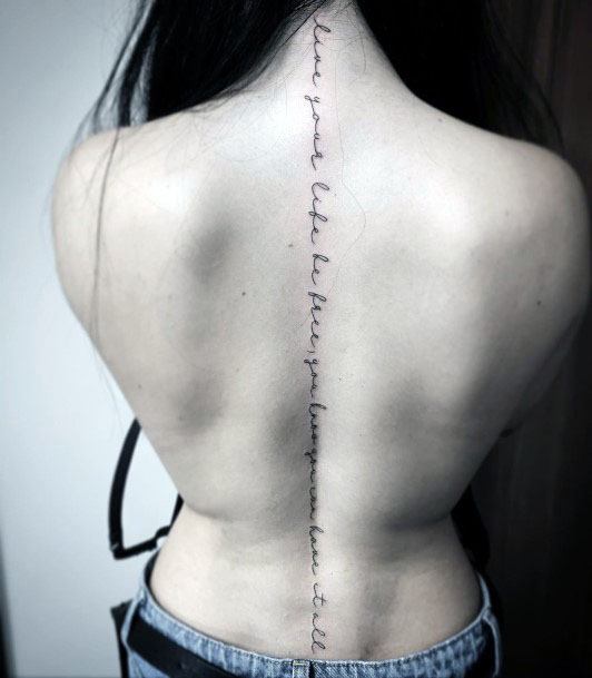 Womens Words Tattoo Spine