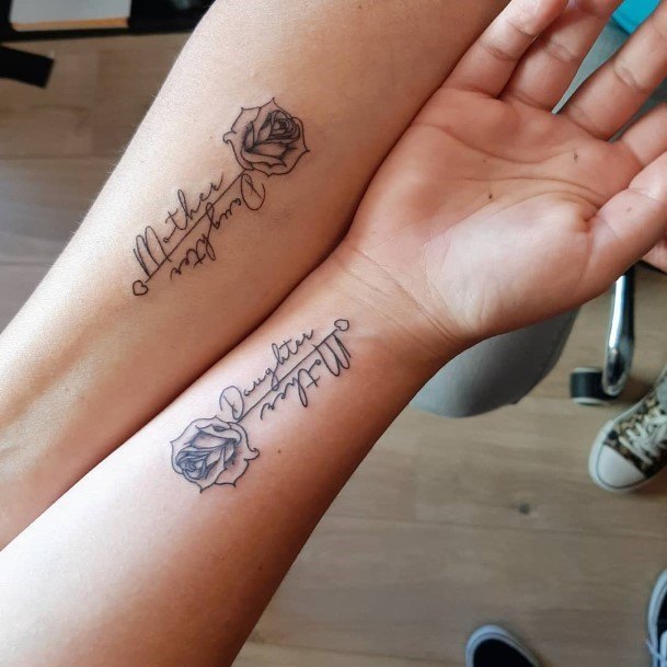 Womens Wrist Matching Roses Tattoo