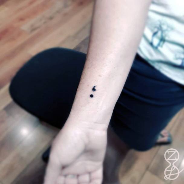 Womens Wrist Semi Colon Tattoo