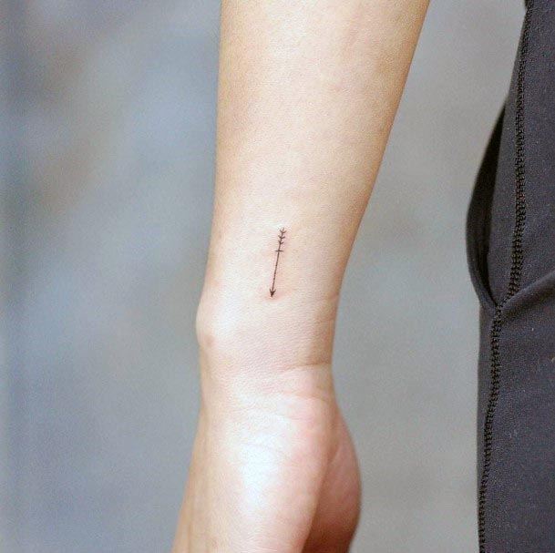 Womens Wrist Simple Arrow Tattoo