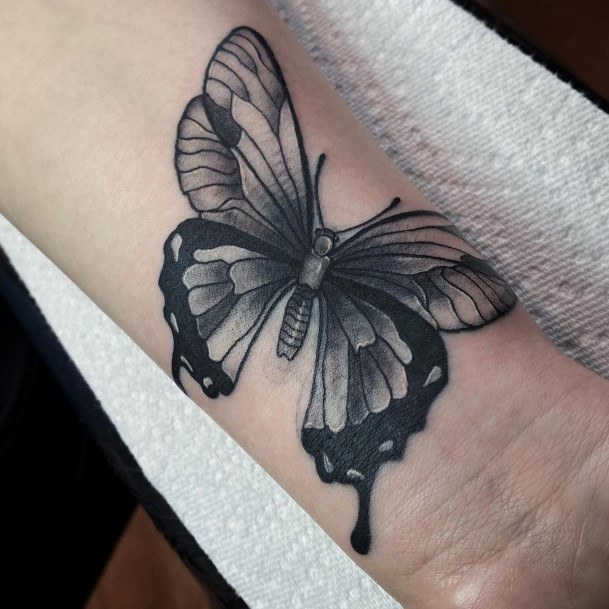 Womens Wrist Splendid Black Butterfly Tattoo