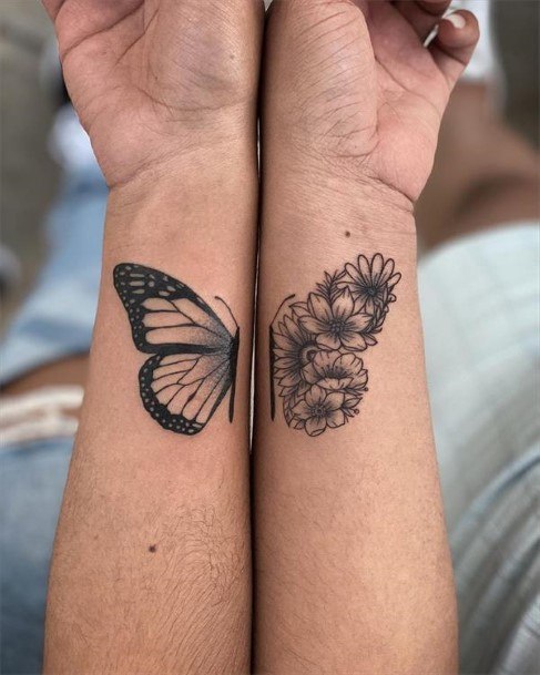 Womens Wrist Tattoo Best Friends Butterfly