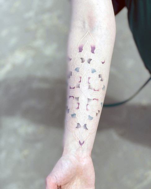 Womens Wrist White Ink Art Tattoo