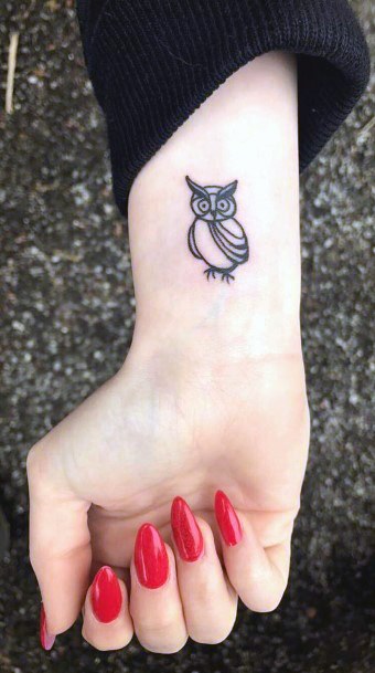 Womens Wrists Baby Owl Tattoo Art