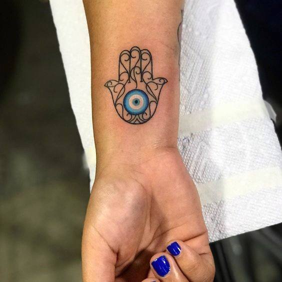 Womens Wrists Blue Eye Tattoo